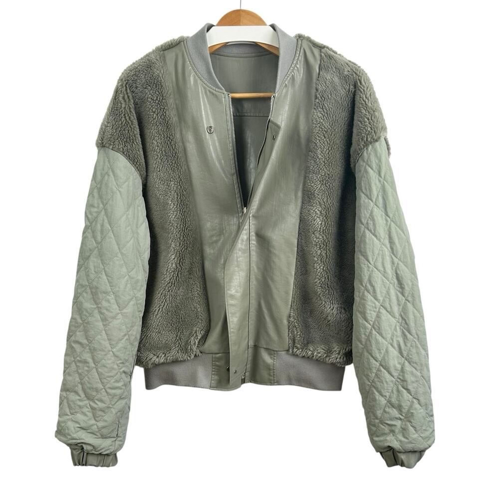 The Frankie Shop Faux Leather Reversible Bomber Jacket Eucalyptus Women’s M/L